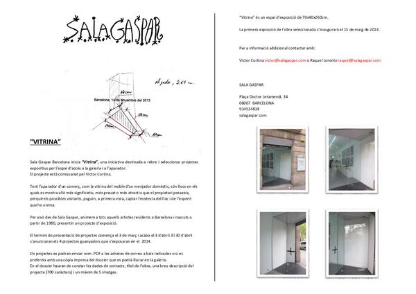 SalaGaspar's tweet photo. PARTICIPA EN EL NOSTRE ESPAI "VITRINA"!!! 
(presentació de projectes del 3-març al 3-abril) #concurs #art http://t.co/4YCRRvCdFw