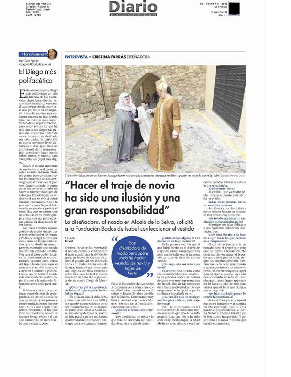 ALCALAINOS's tweet photo. Cristina, diseñadora de #Alcaládelaselva confeccionó el traje de Isabel de Segura #medievales http://t.co/F1OTfxvZb5