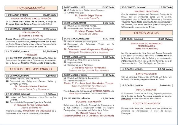 Cristosaludsf's tweet photo. Programa de Actos de la Hermandad del Señor de la Salud de Santa Fe en su Septenario de 2014 http://t.co/MupWsfuWo4