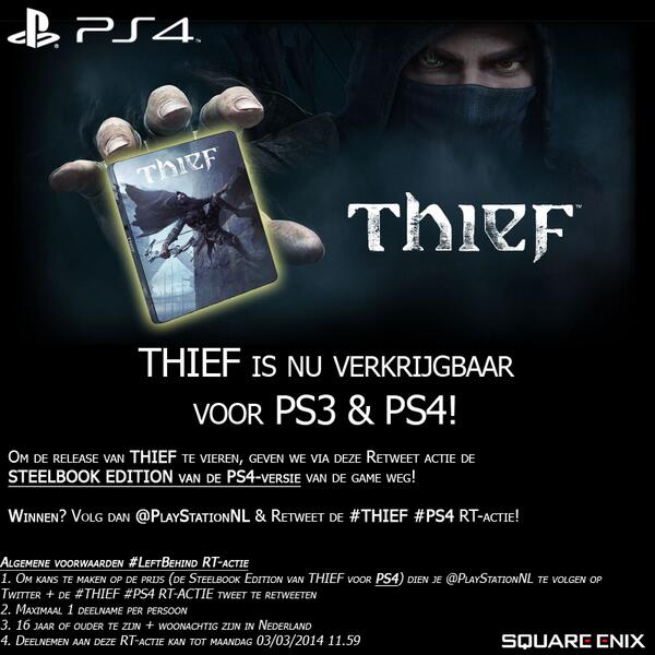 Wil je (liever) de next-gen #PS4 Steelbook Edition van #THIEF winnen? RT &amp; Volg ons!