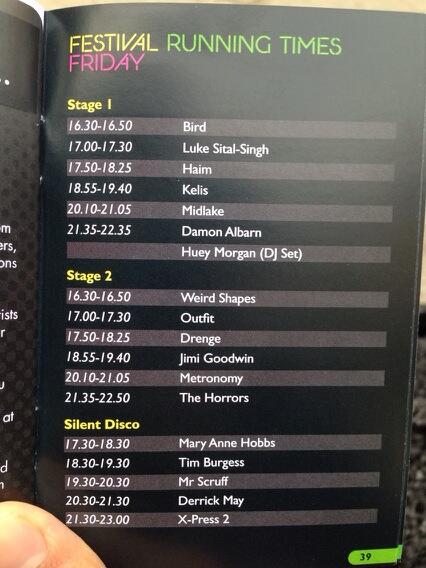 #6musicfestival stage times