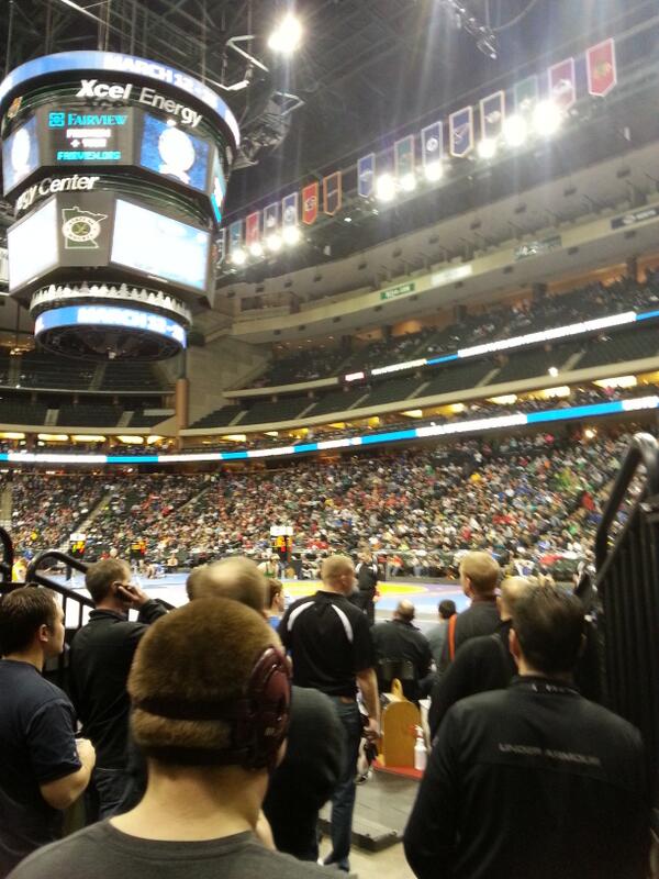 In the chute waiting for Josh's match at state!  #GoCadets