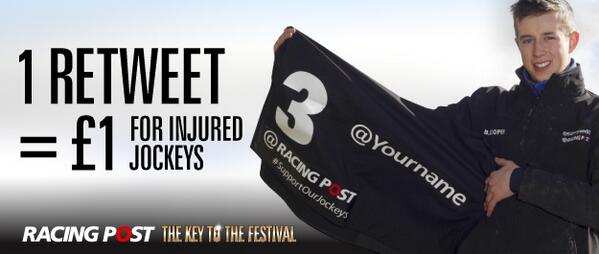 RacingPost's tweet image. RT #SupportOurJockeys for the chance to get your @ handle on a saddle cloth in the Racing Post Arkle #CheltFest -