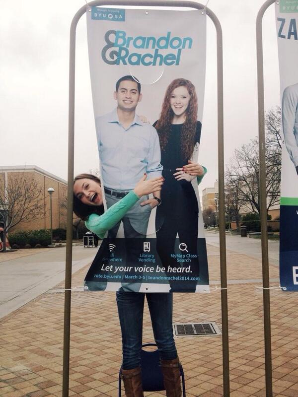 BrandonRachel14's tweet photo. Free Hug Friday in Brigham Square! #BR14SelfieOlympics @KTstrob http://t.co/ET1BXIfaEE