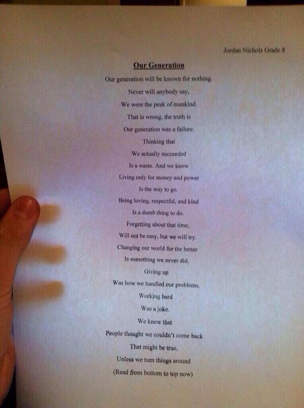 StumblerTop's tweet photo. wow this was written by a 14 year old http://t.co/hSC4GjWIt5