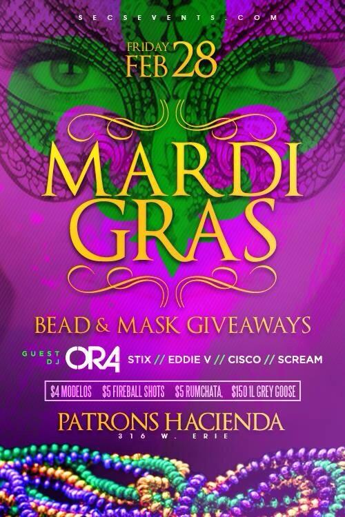 deejaycisco1's tweet image. Get your free beads and mask @PatronsChicago tonight with SECSevents! @djeddiev @Scream32 @SECSEvents