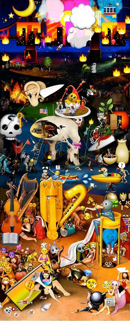 lucifly's tweet photo. “@metmuseum: "The Garden of Emoji Delights" by @carla_gannis inspired by Bosch. #metspectrum #digitalart http://t.co/JzkRKIew88” @RebeccaEps