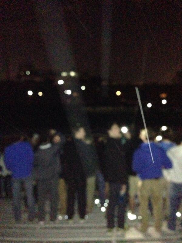 TaylorLHalsey's tweet photo. Blackout in Tad Gormley stadium!! Geaux wolves! #statechampionship http://t.co/66cFG4fgRV
