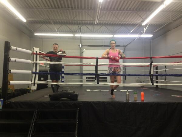 @steniakelsey and@Team_Smandych finishing up a training session at the new gym. #yyc #muaythai #fitness #health