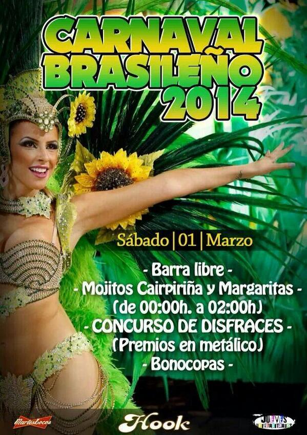 HOOKsegovia's tweet photo. Sabado! Comienza el carnaval como se merece! Con nuestra barra libre de 00:00 a 2:00 y nuestro concurso de disfraces! http://t.co/kDBrPAryca