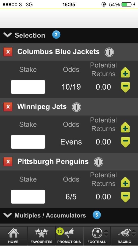 HockeyBetTips's tweet photo. The final #BetTreble would bring you back £33.58 from £5 http://t.co/kgbetoY7Cp