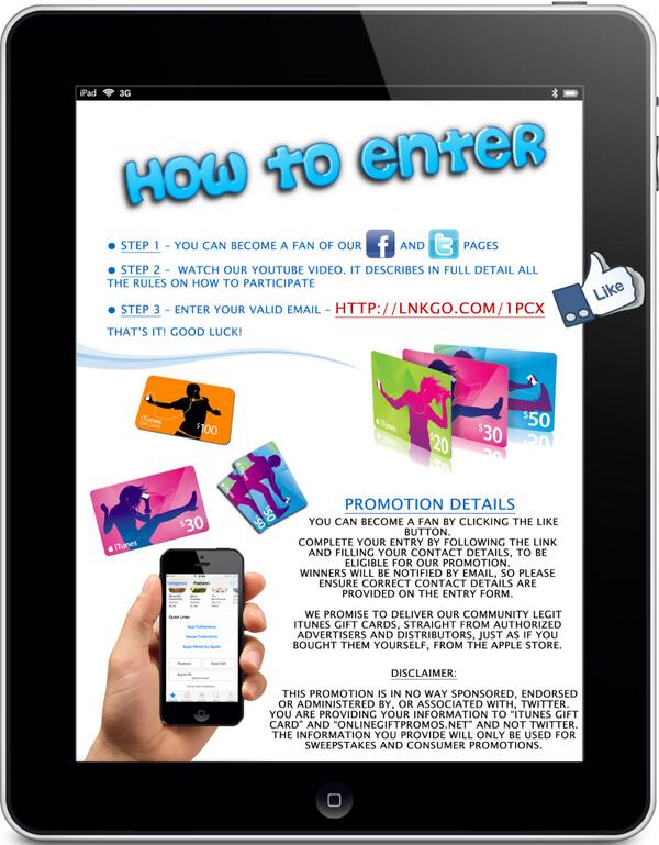 WiniTunesCodes's tweet photo. Here's how to enter our contest! http://t.co/jlSWwTslbF