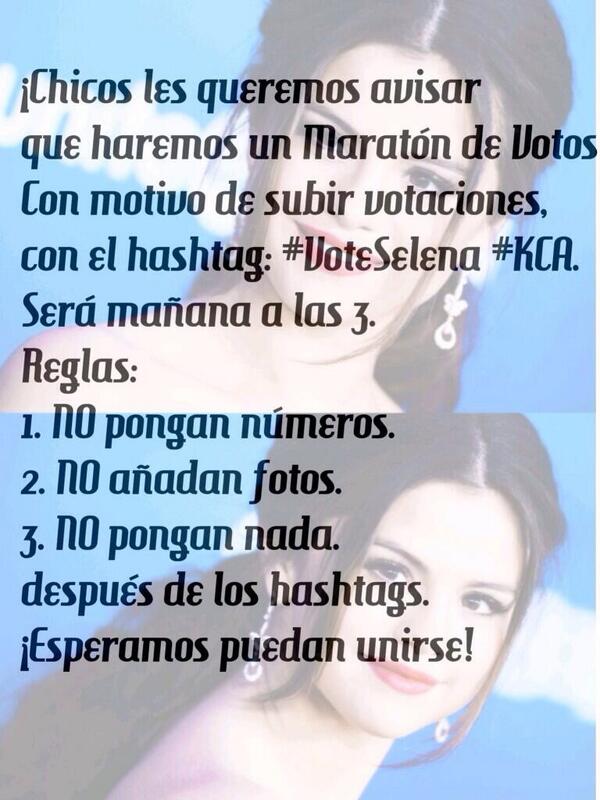 RespetaSelena's tweet photo. ¡¡Mañana maratón de votos!! ¡¡Todos tenemos que estar!! Gracias: @HechosSMGomez http://t.co/hCFtayI939