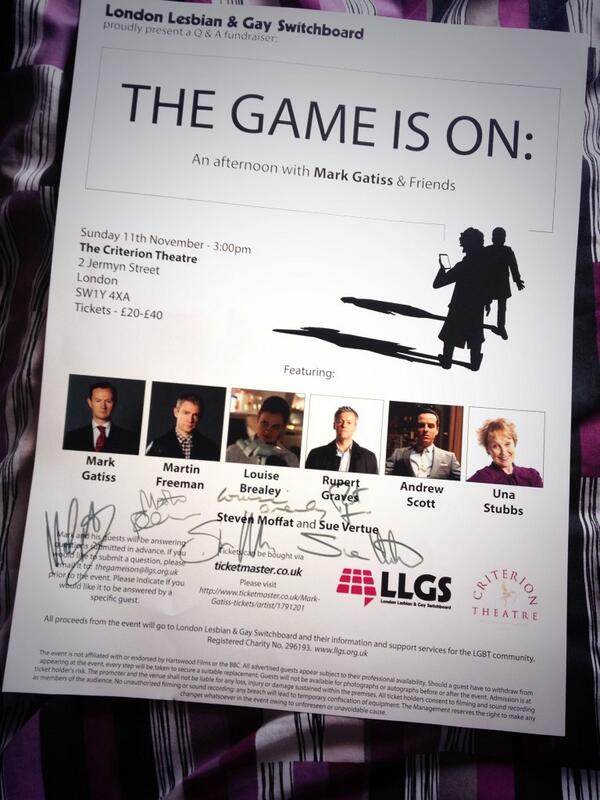 Cumberbatch_DE's tweet image. Random giveaway: signed poster from "The Game is On: An afternoon with Mark Gatiss and friends". RT &amp;amp; follow to enter