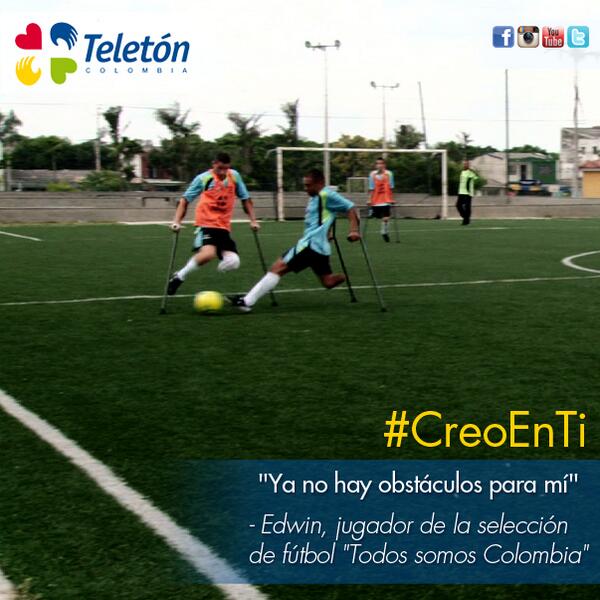 TeletonColombia's tweet photo. "Ya no hay obstáculos para mí" Edwin Castillo, jugador de la selección de fútbol http://t.co/wxcGT4gJmm http://t.co/orrKdxRRQn