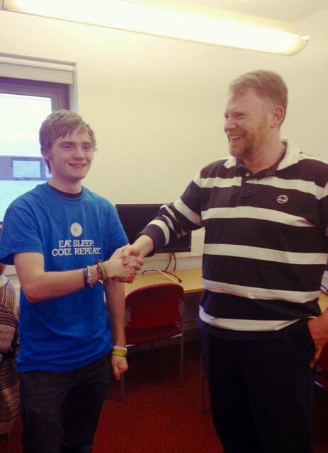 RichRombouts's tweet image. And our #CodeOff 2014 winner is Nick Tinsley. Nick will join our dev team in the Summer as an intern  @sflakesoftware