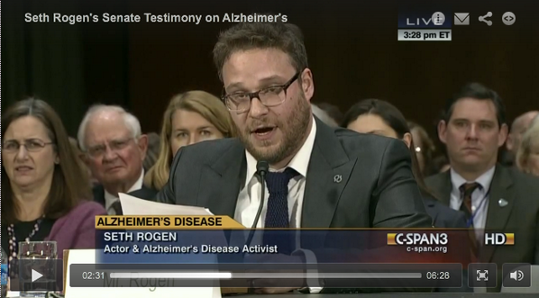 Slate's tweet photo. ICYMI: @Sethrogen's Senate testimony on Alzheimer's was thoughtful, touching, hilarious: http://t.co/Q0hKKVTtIT http://t.co/upESA30SrJ