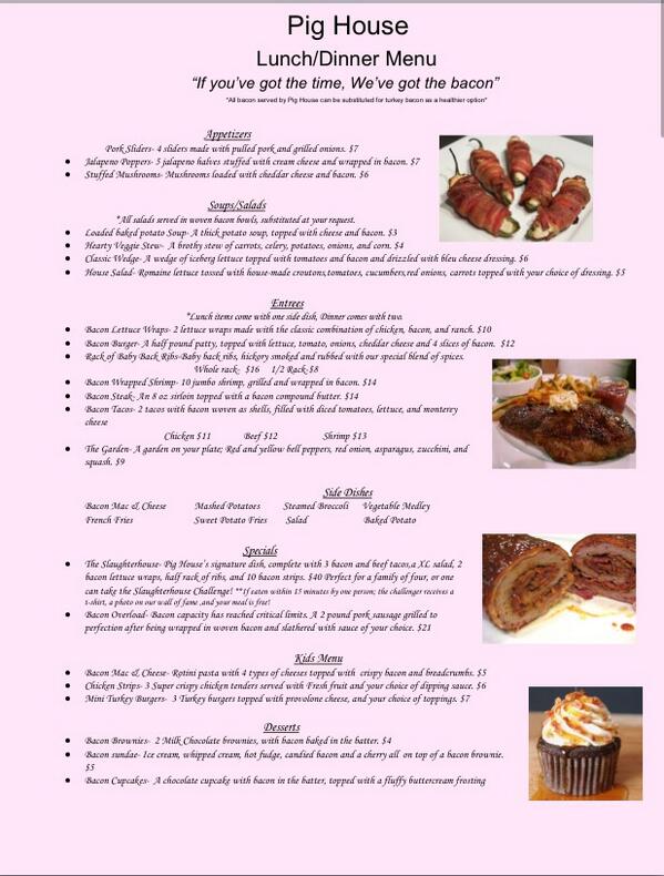 ThePigHouse's tweet image. Our Lunch/Dinner menu