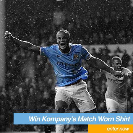ENTER TO WIN: <a href="/vincentkompany/">Vincent Kompany</a>'s match worn shirt from #cityvstoke. Details: manc.it/1i2vy4e #mcfc