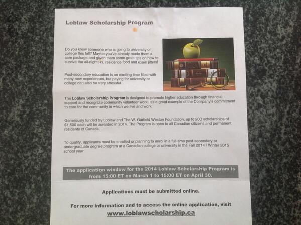 Loblaw Scholarship Program Loblaw Scholarship Program