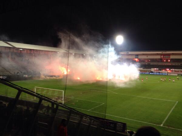 BhqjnMdIEAEBUA7 Jimmy Floyd Hasselbainks Royal Antwerp blame Feyenoord & Groningen fans for rioting & abandoning their game v STVV