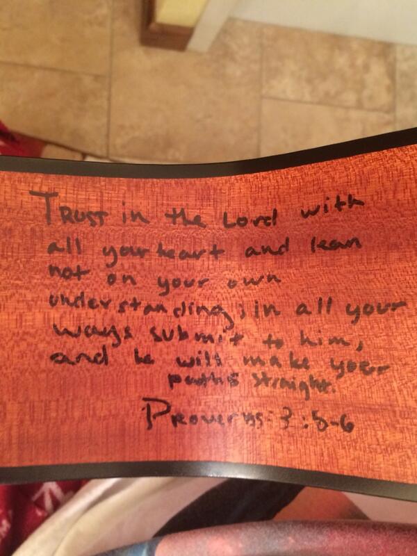 grantlandis's tweet photo. put my favorite bible verse on the side of my guitar.👌
Proverbs 3: 5-6 http://t.co/C73zKcYm6x