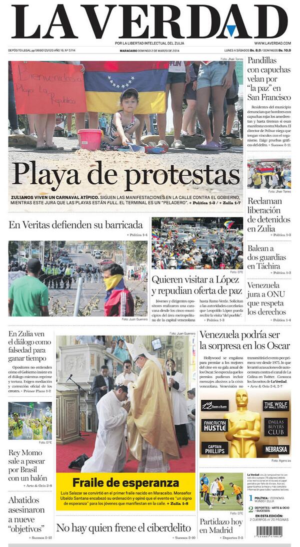 Tomaaaaa! Tu feriado Nicolás “<a href="/laverdadweb/">Diario La Verdad</a>: Te presentamos nuestra primera de mañana: «Playa de protestas» ”
