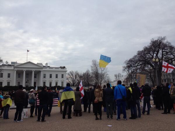 Ukrainian protesters gather in front of White House pictures