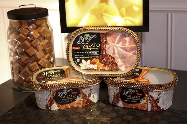 Breyers's tweet image. Our @Breyers Gelato Indulgences are extra indulgent today at the #SpiritAwards – lots of bling! #GelatoLove