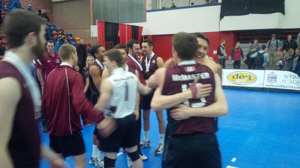 vjohnstone1's tweet photo. Eek! Congrats boys! #welldeserved “@CIS_Volleyball: Congrats to our bronze medallists, @McMasterSports! #cismvb http://t.co/a37d5xLIZi”