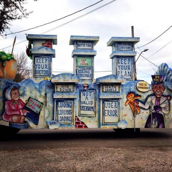 Two anti-ObamaCARE floats spotted at Mardi Gras in liberal New Orleans