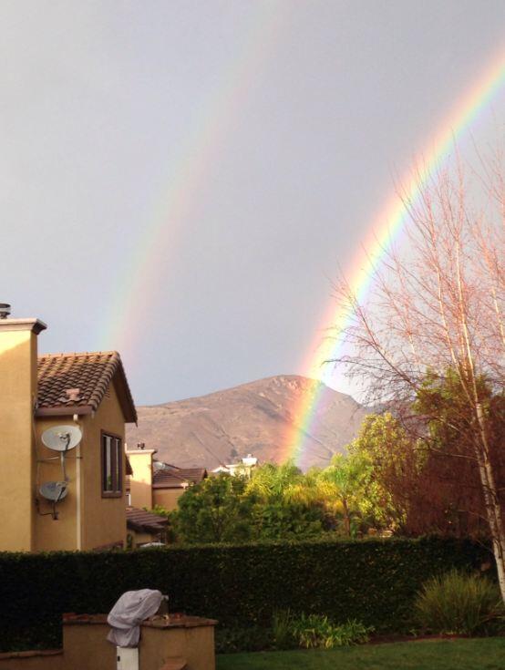 NBCLA's tweet photo. Double rainbow appeared in Newbury Park yesterday btwn showers. See more: http://t.co/qB2Qz1YGnj #TrackingtheStorm http://t.co/gnZQMmFvvG