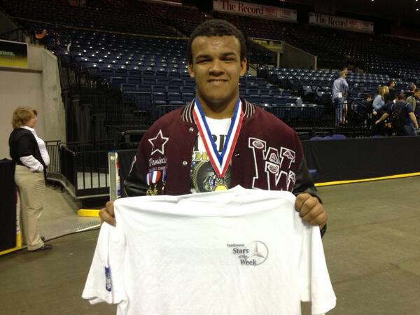 MikeTFinnerty's tweet photo. Our other All-City Preps @VonHousenGroup Star of the Week is Woodcreek's 285-LB Masters champ, Dominic Balmer http://t.co/WDWfYOj48c