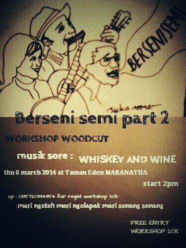 fineartimfine's tweet photo. Bersenisemi#2 edisi cukil kayu musiksore with Whiskey &amp;Wine @sasing12 @ukm_official @uksenimaranatha @HIMADKV_Marnat http://t.co/LhTMU2zKhC