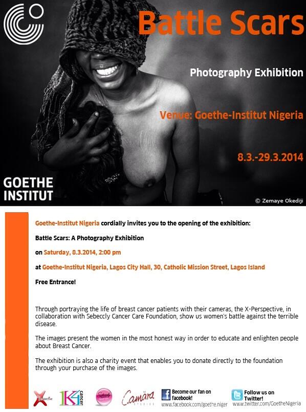 yebanara's tweet photo. #BattleScars @GoetheNigeria, 8th March2014. First #BreastCancer #photography exhibition. http://t.co/uSiS5jHko7