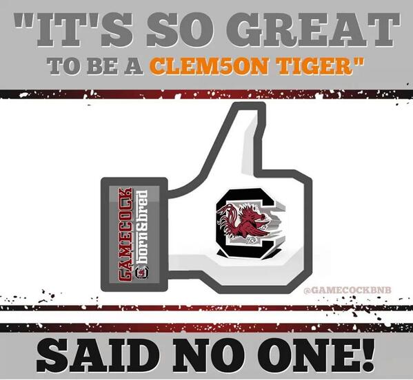 TaterSpeak's tweet photo. It's great to be a #Clem5on Tiger - Said no one ever! @NoOneAtUSCsays http://t.co/CVj41pMHgg