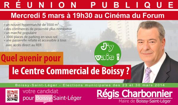 Réunion publique sur l'avenir du centre Commercial, mercredi 5 mars à 19h30 au Cinéma du Forum #charbonnier2014