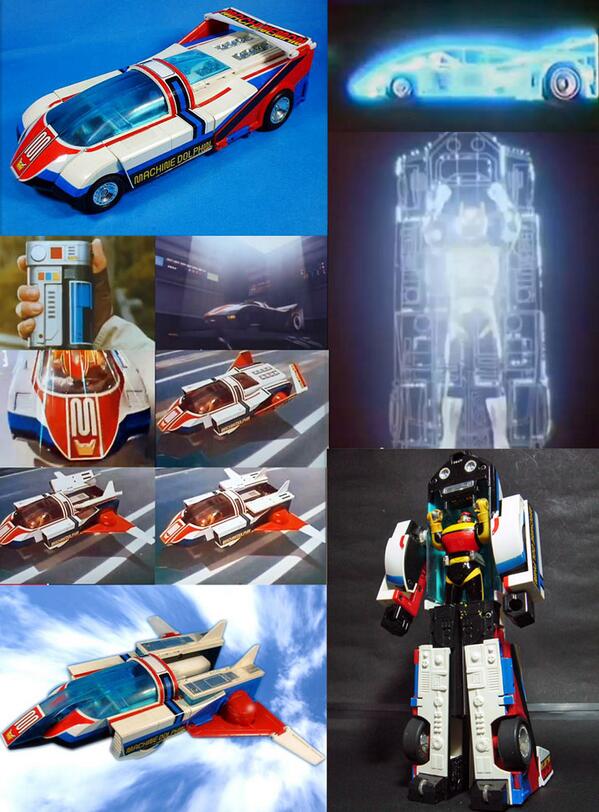 口ボ プラモ大好き オケラ帝国 科学技術庁長官 特撮ロボ マシンドルフィン 星雲仮面マシンマン 主人公である高瀬 健が召喚する 変身装置 兼移動手段 マシン空間ハイウェイを通りどこにでも高速で移動できる 車 飛行機に変形する 劇中