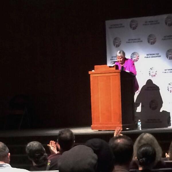 johnastj's tweet image. Ravitch: “We know that the charters are … promoting segregation…rolling back the Brown decision.” #npeconference