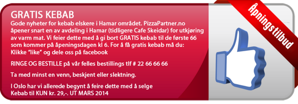 PizzaPartnerAS's tweet image. GRATIS KEBAB!
