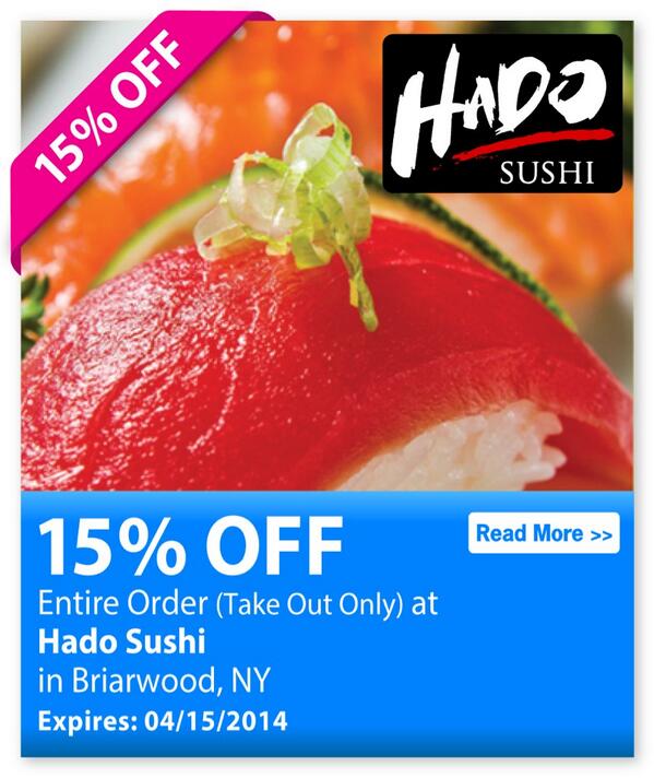 718coupon's tweet photo. http://t.co/8h78Wkieh0 #hadosushi #sushi #briarwood #kewgardens http://t.co/Qz2VZ7TqpV