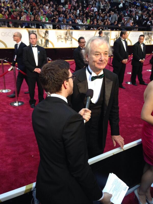 EW's tweet image. Bill Murray takes his time on the carpet. #norush #Oscars