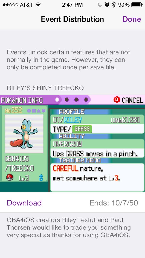 Riles 🤷‍♂️ on Twitter: "The first Event Distribution Pokemon Emerald is now live! get yourself a shiny Treecko http://t.co/x6tlKVGQ6r" / Twitter