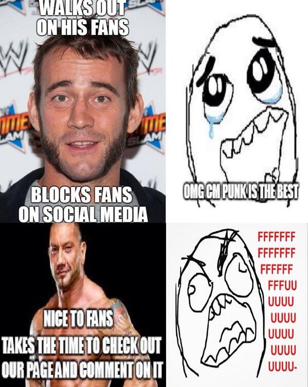 4realchristian's tweet image. WWE universe logic... @DaveBautista is the man! Always will be! #DealWithIt #FuckCMPunk