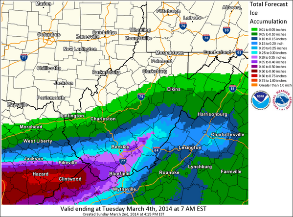 NWSCharlestonWV's tweet photo. Storm Total Ice amounts have shifted south #ohwx #kywx #wvwx #vawx http://t.co/Lh58ZA2TF2