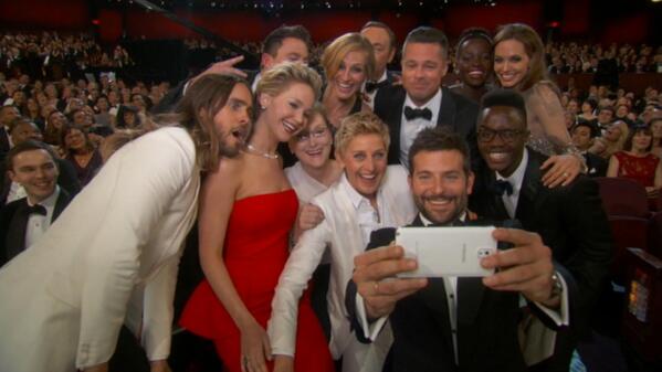 WCVB's tweet image. #Oscars2014 selfie x 12. I don't think Jared Leto made it in.