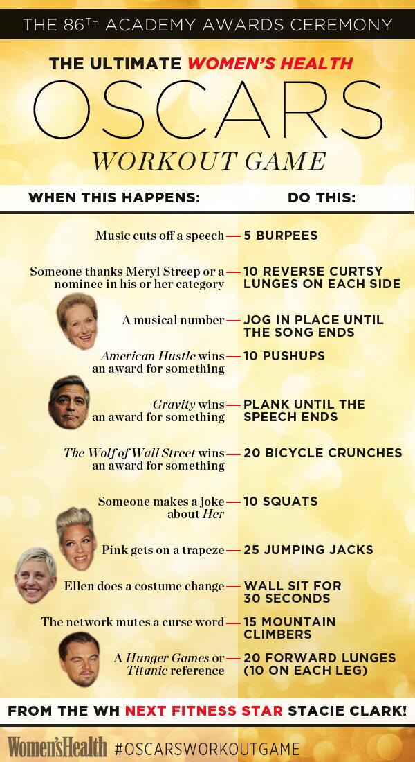 Andddd plank! Congrats #Gravity! #OscarsWorkoutGame #Oscars ow.ly/u9WEh