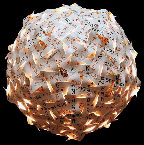 Amazing what you can do with playing cards! Hope this cards lamp ball brighten up your Monday blues..