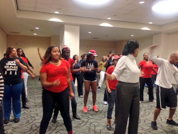 BGDivas1937's tweet photo. Workout with the REDZ is in FULL effect... Come out to the Student Union Ballroom... http://t.co/8bih2OlXR1