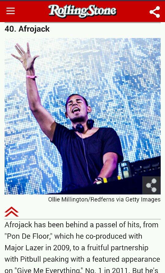 Thank you <a href="/RollingStone/">Rolling Stone</a> magazine for naming <a href="/djafrojack/">Afrojack</a> one of the Top 50 most influential people in #EDM
